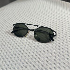Vtg 90’s Nikon Metal Frame Round Sunglasses Black Green Japan 52-18-140 NK4917